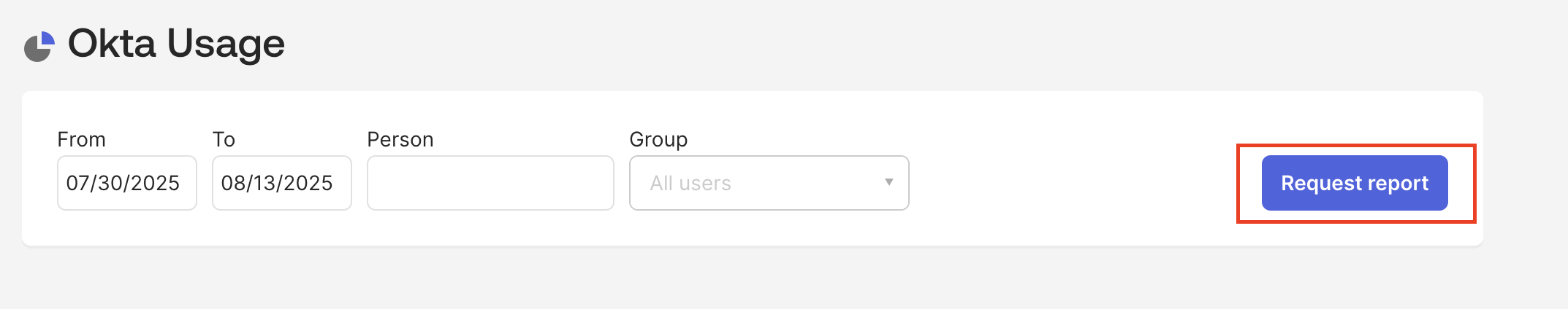 "Request report" button