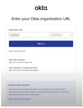 Enter your Okta organization URL