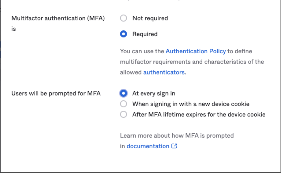 Okta Sign-on Policy