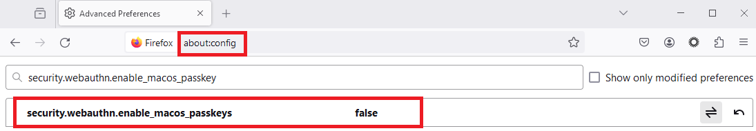 custom config "security.webauthn.enable_macos_passkeys"