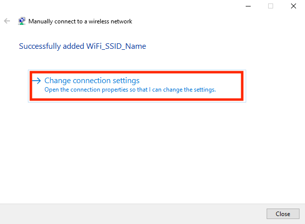 change the connection settings