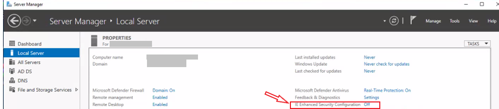 IE Enhanced Security Configuration