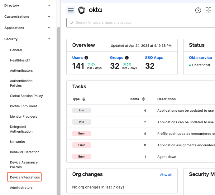Device integration Tab