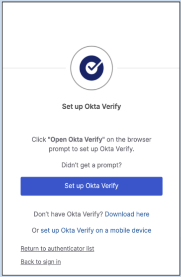 Desktop - Set up Okta Verify