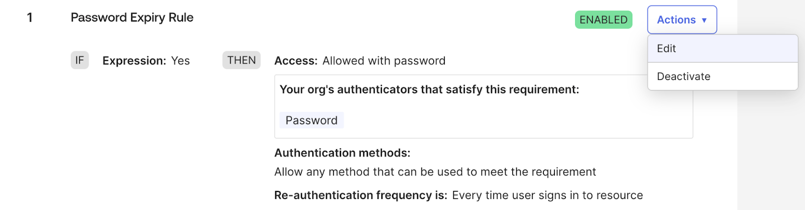 Password expiry rule
