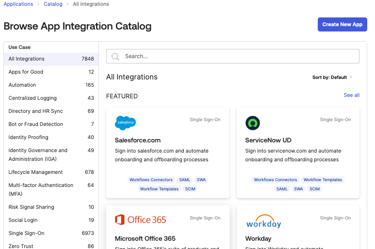 Browse App Integration Catalog