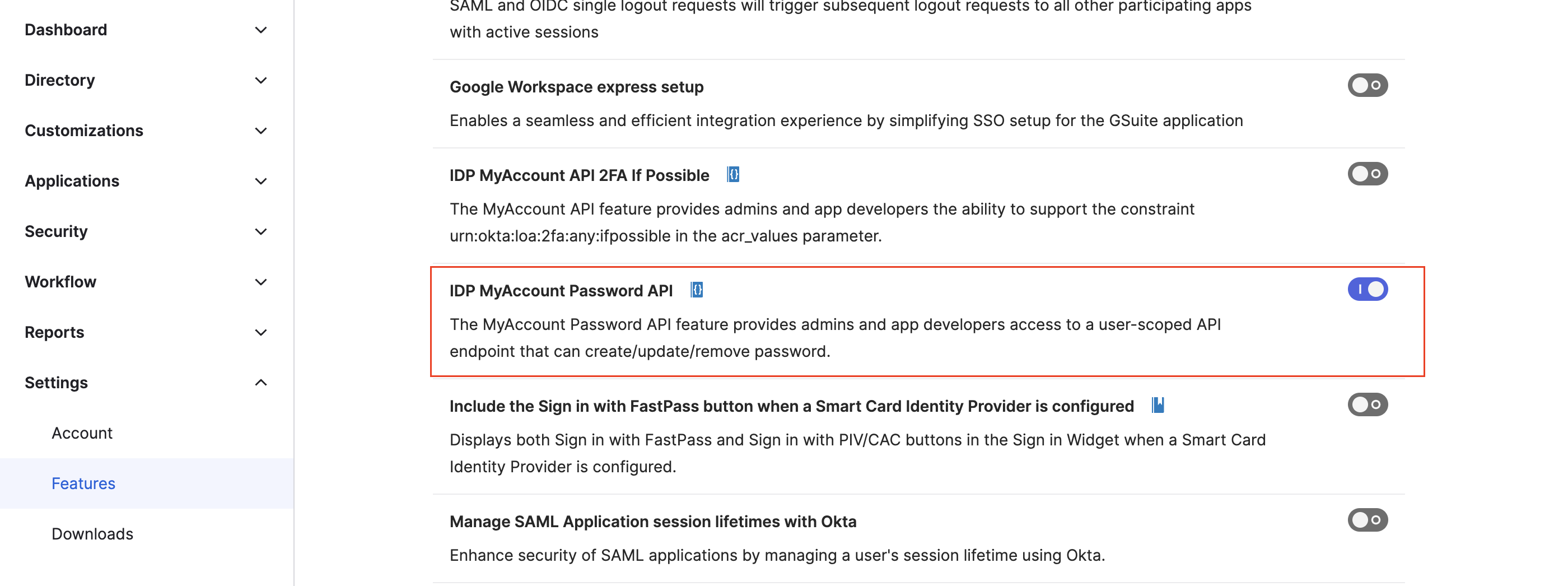 IDP MyAccount Password API