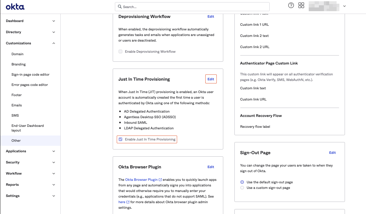 Enable Just In Time Provisioning