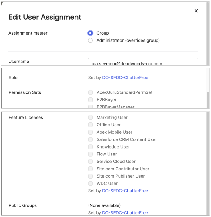 Edit User Assignment