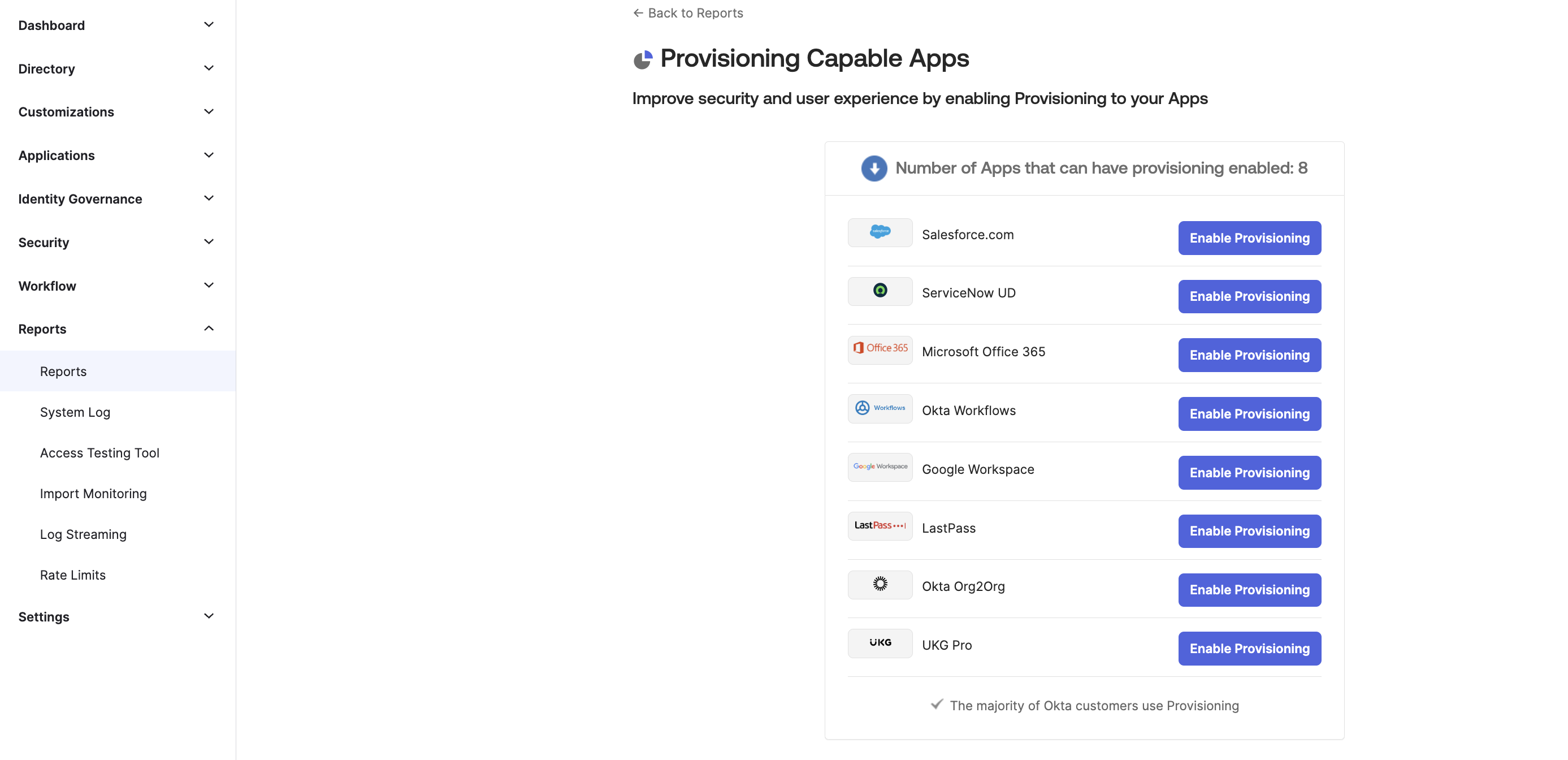 List of Provisioning Capable Apps