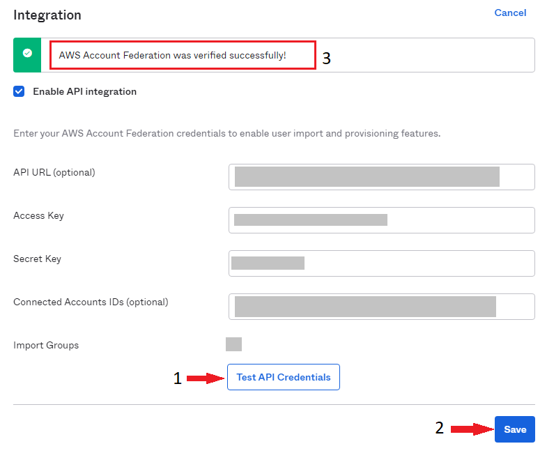 Test API credentials