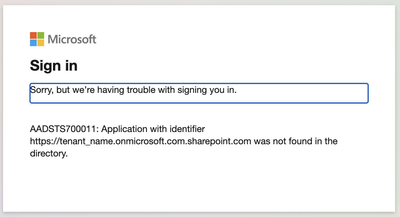 Error message