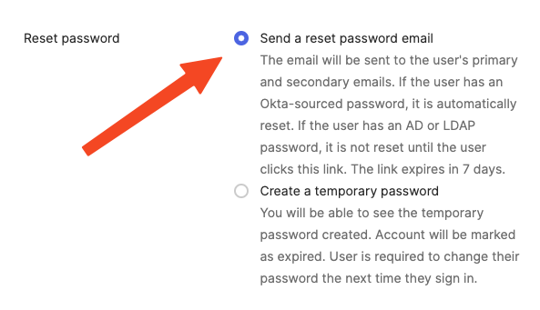 Send a reset password email
