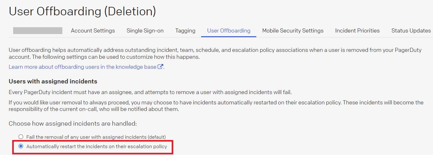 "Automatically restart incidents on their escalation policy" option