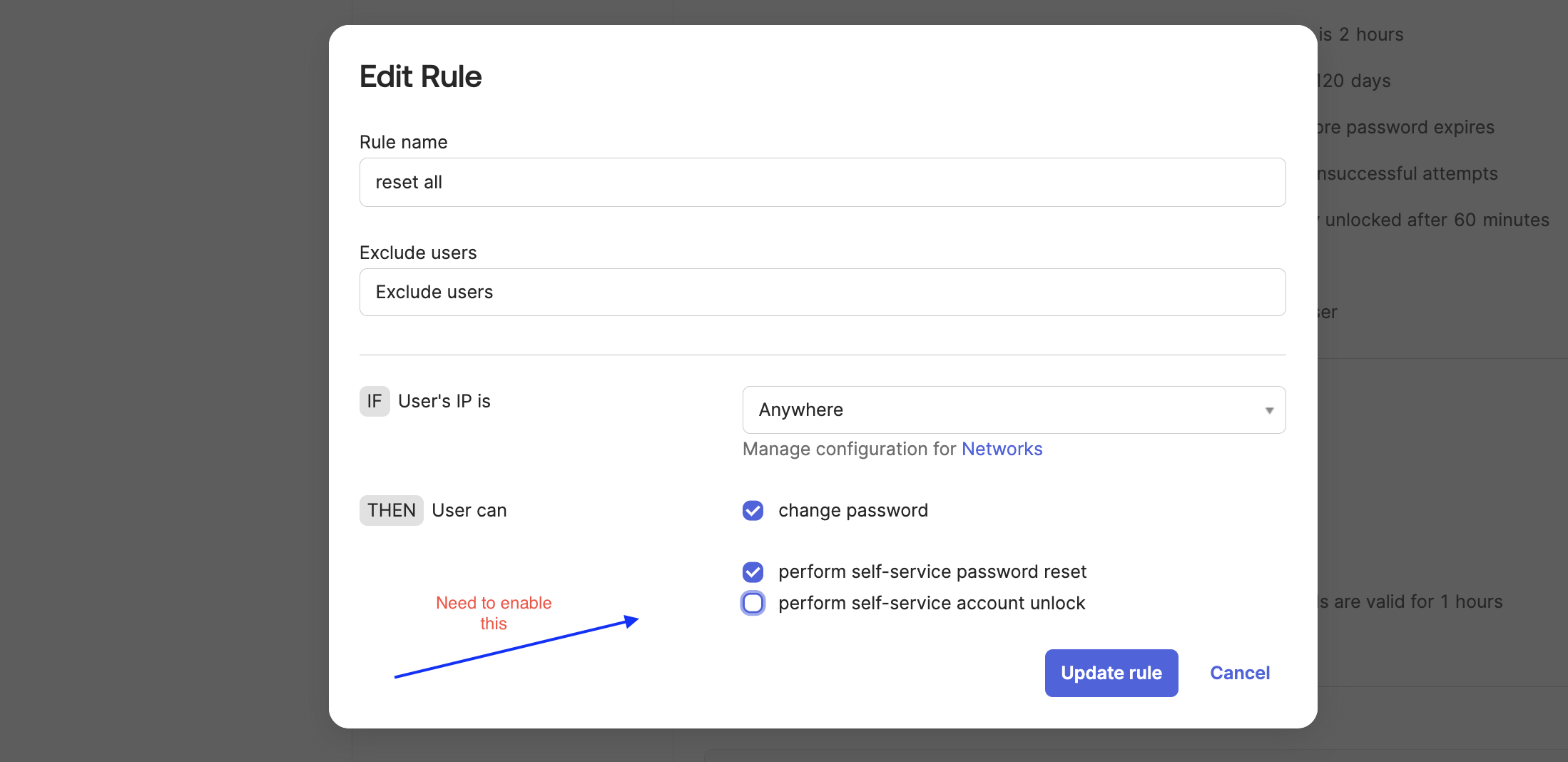 perform self-service account unlock