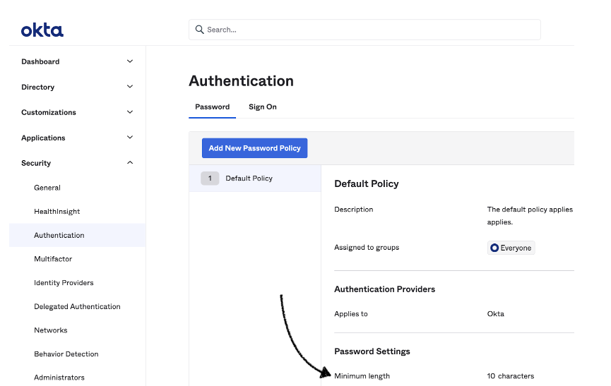 Authentication section