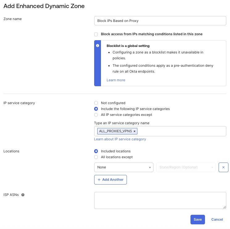 Include IP service categories