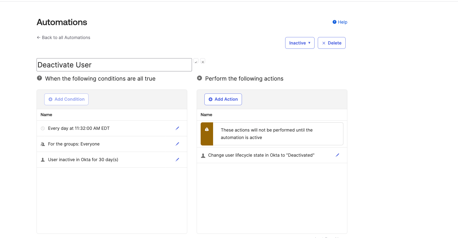 Deactivation Automation