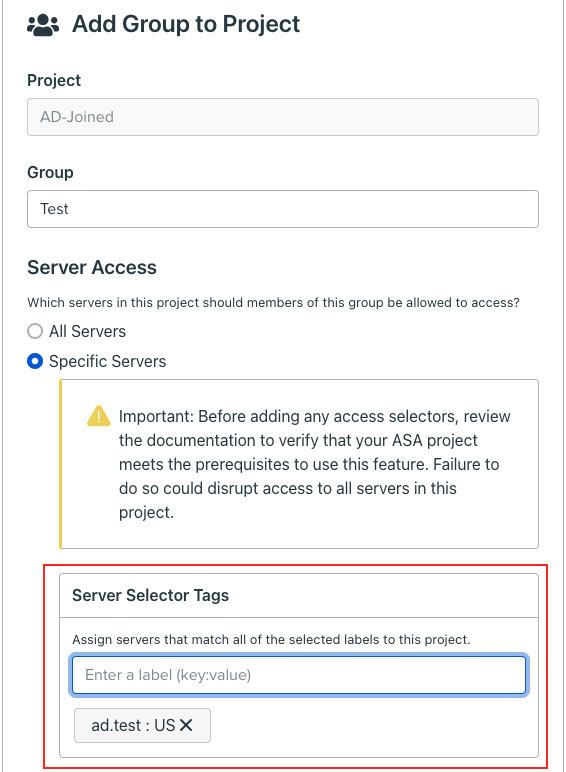 Server Selector Tags