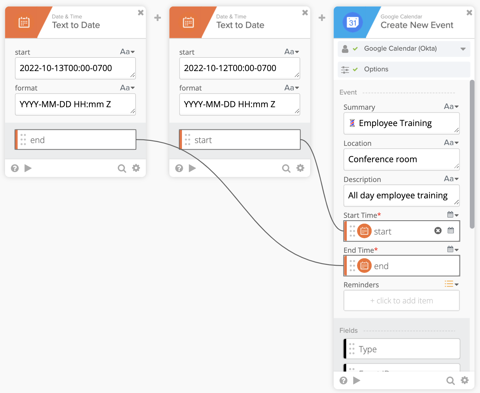 Create New Event&nbsp;card
