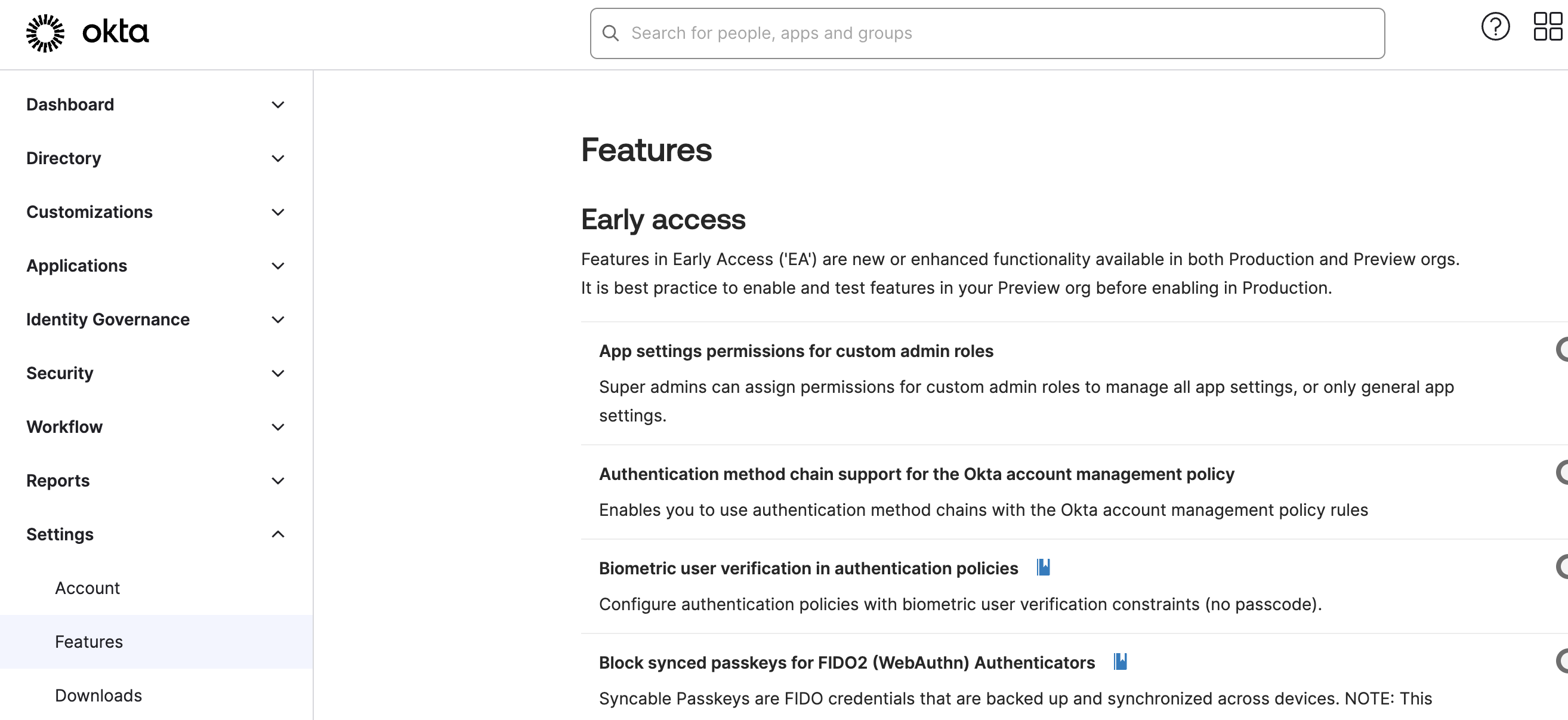 Early access features