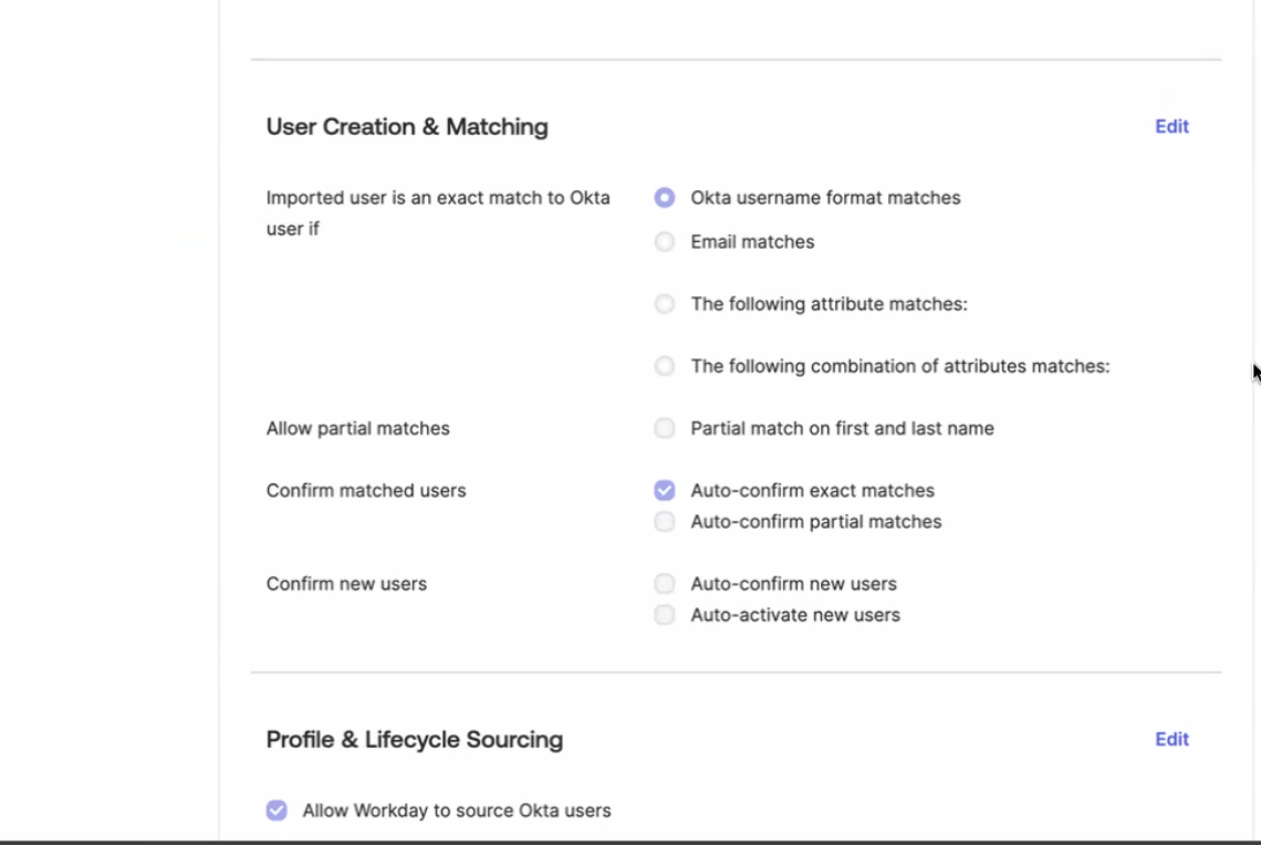 User Creation & Matching