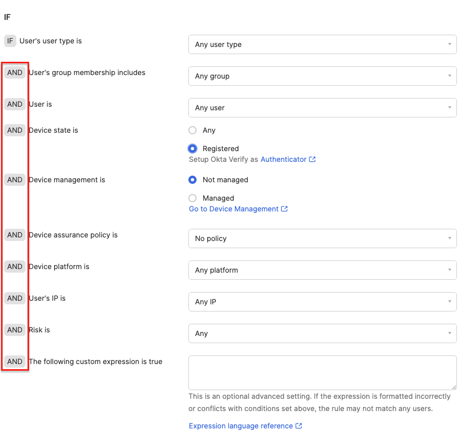 authentication rules