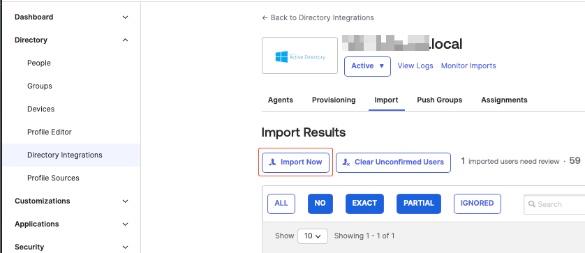 "Import Now" button