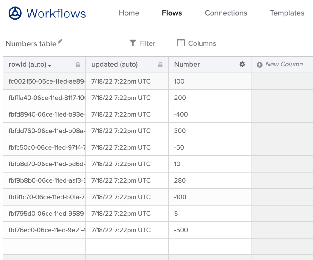rows with different numbers