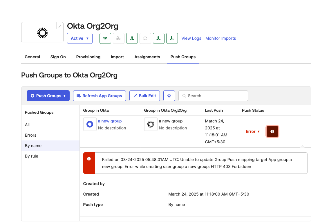 Group push 403 error