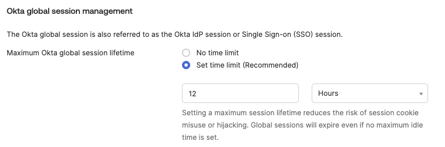 Okta global sessions management