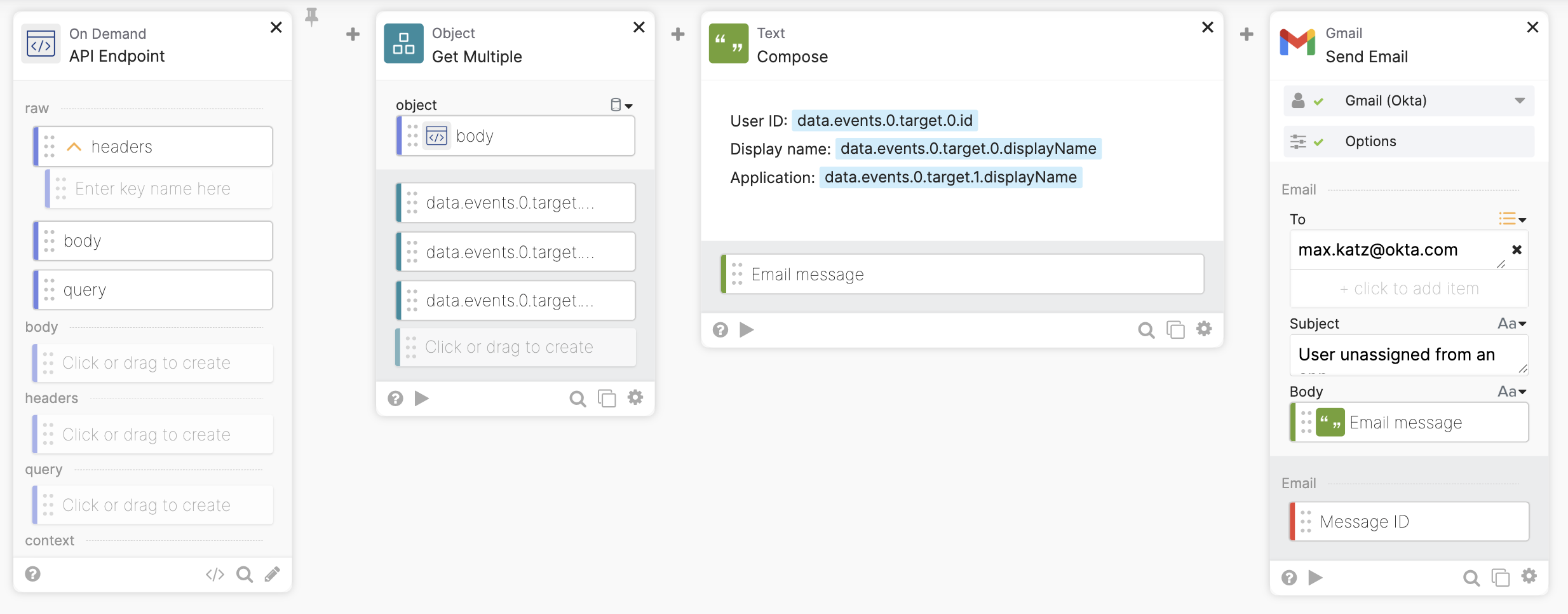 App unassignment notification with API Endpoint flow