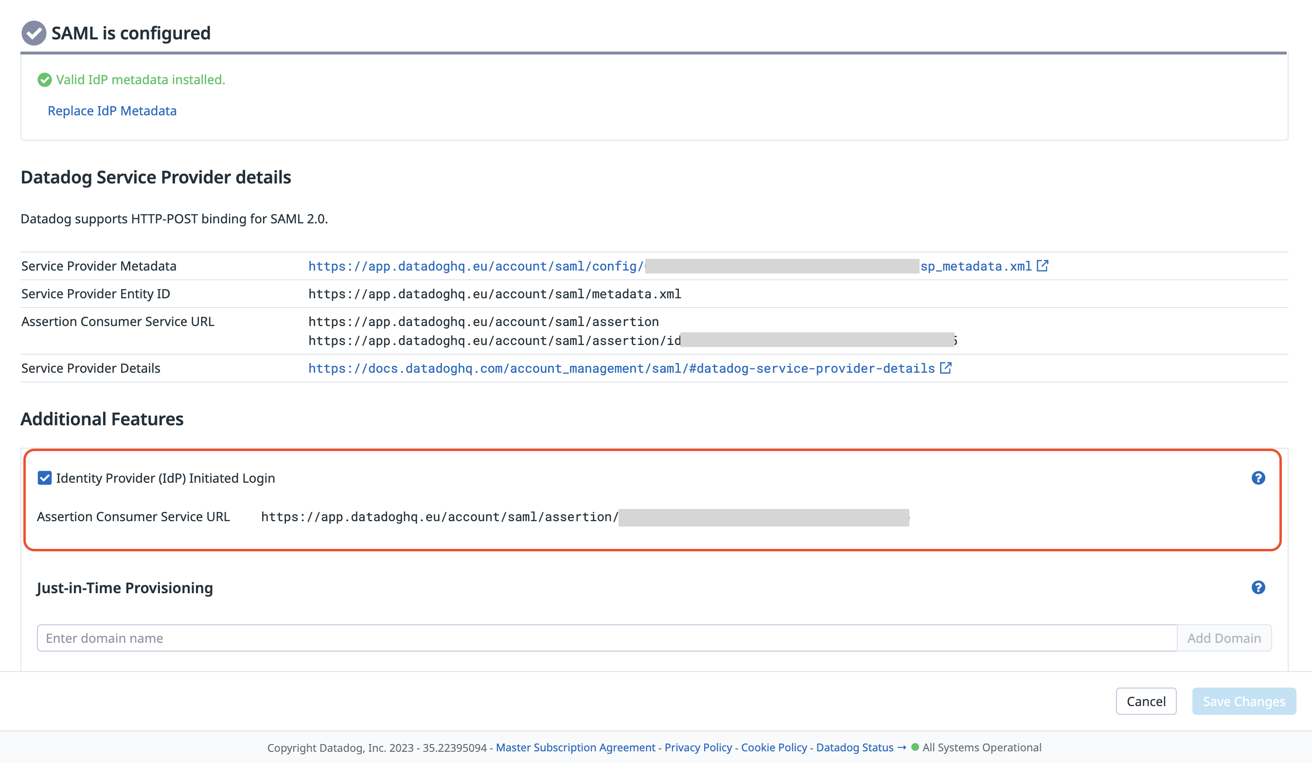 ACS URL for IdP-initiated SAML