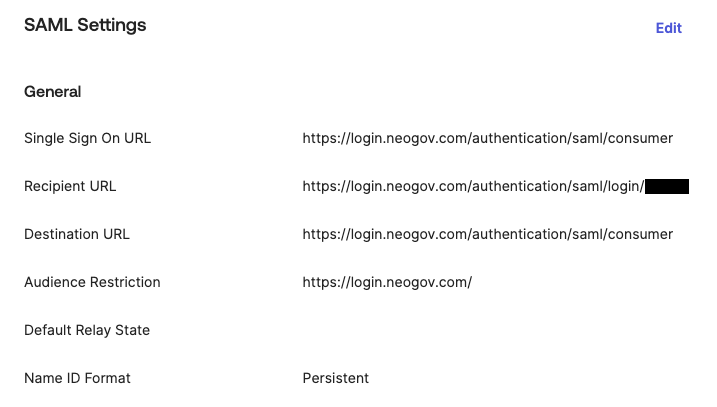 General SAML Settings