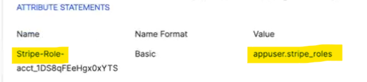 SAML Attribute Statement section