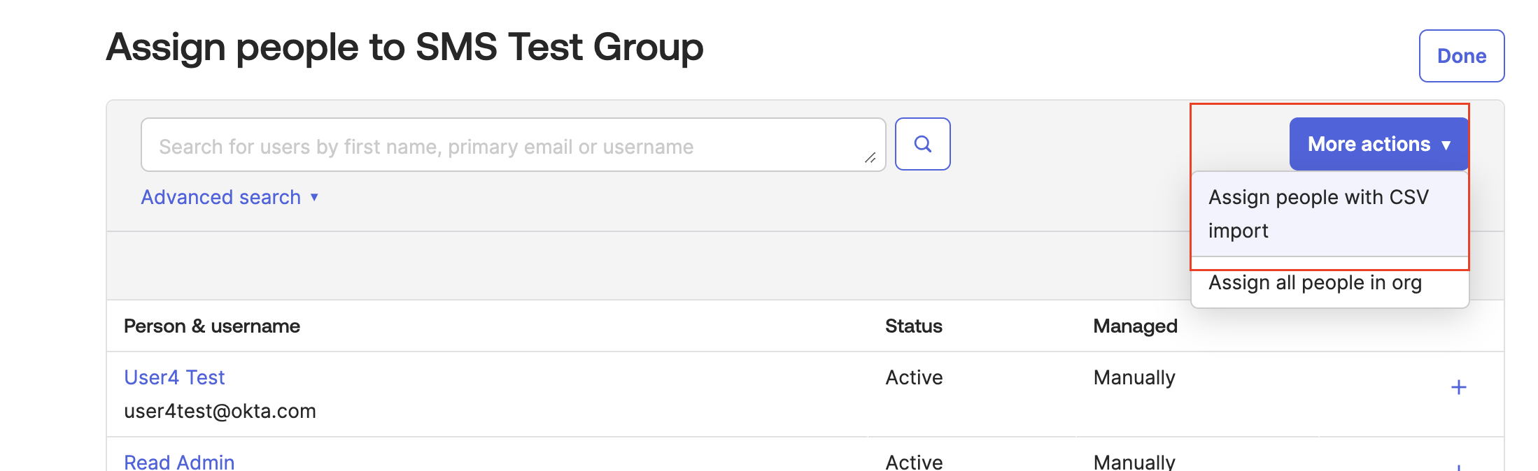 Assign people with CSV Import