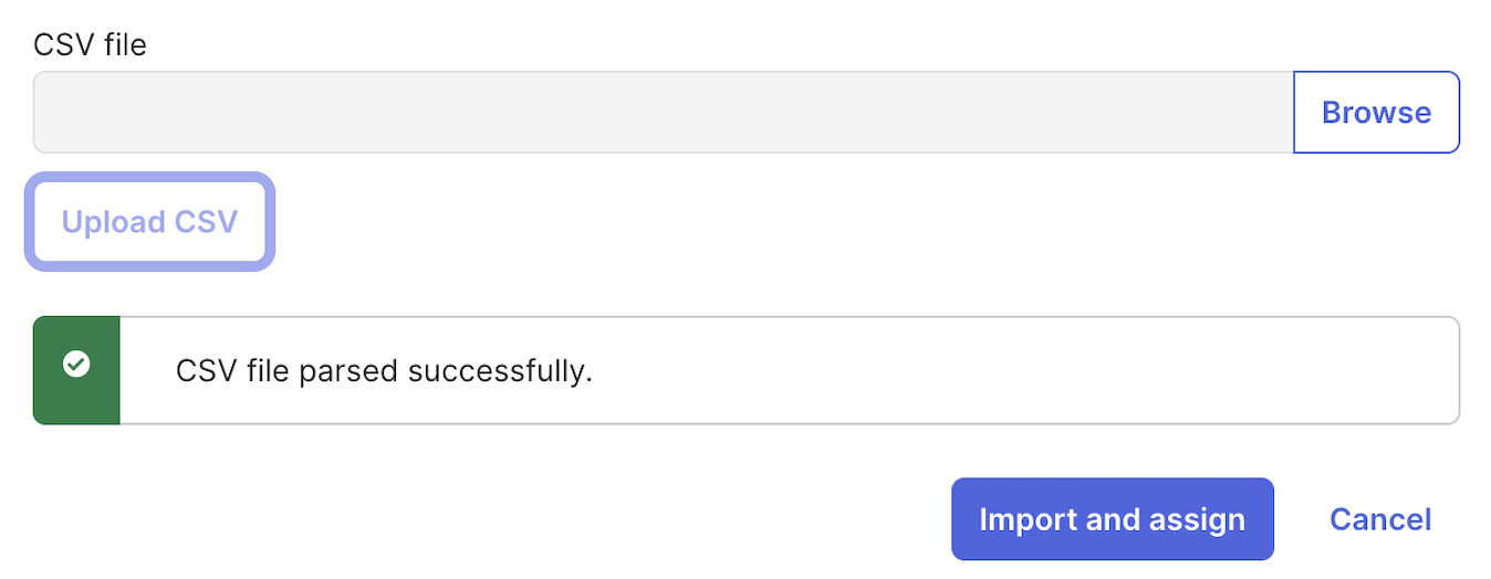 CSV file parsed successfully