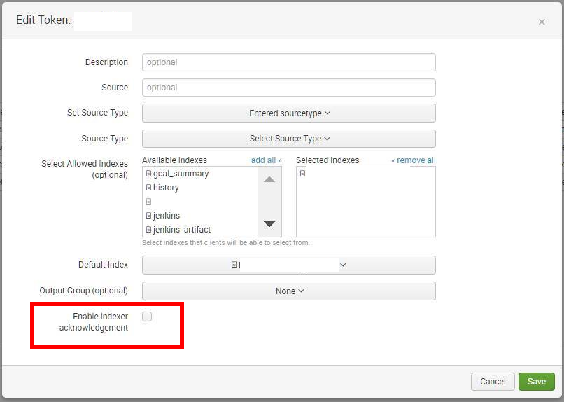 Enable indexer acknowledgment