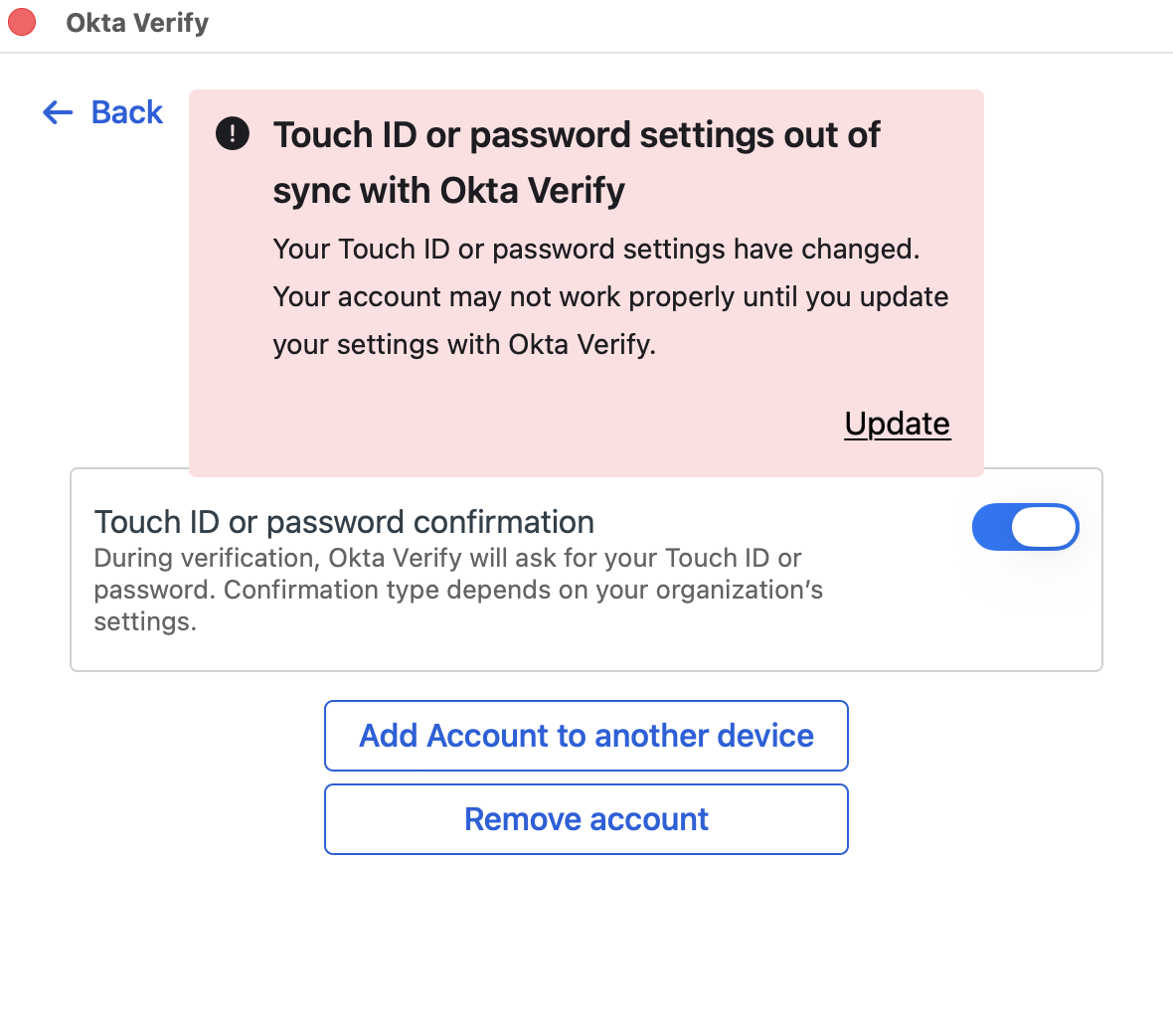 Okta Verify Update
