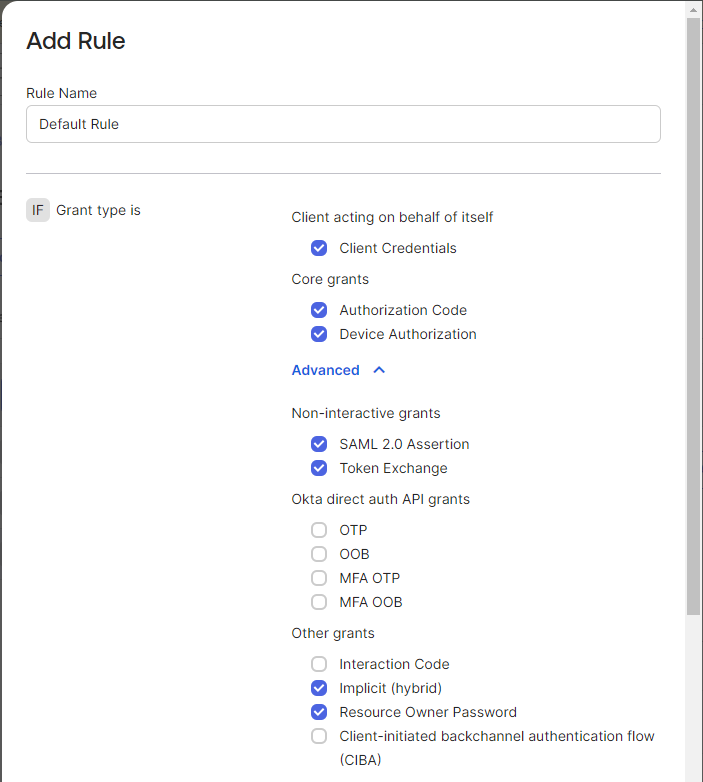 Rule configuration