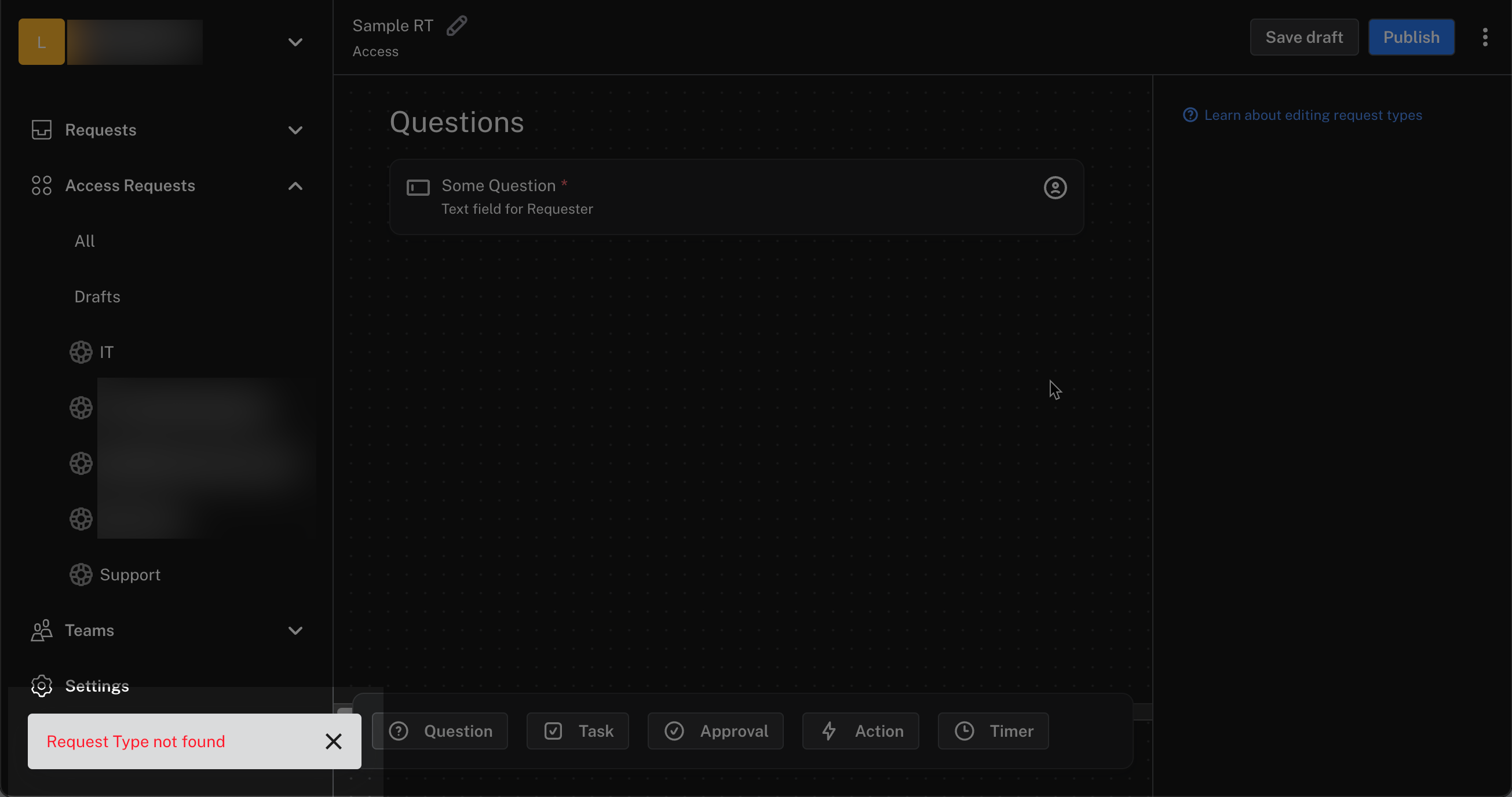 Request Type Not Found