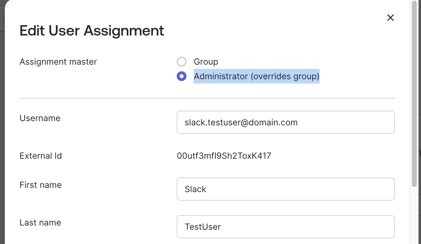 Edit User Assignment