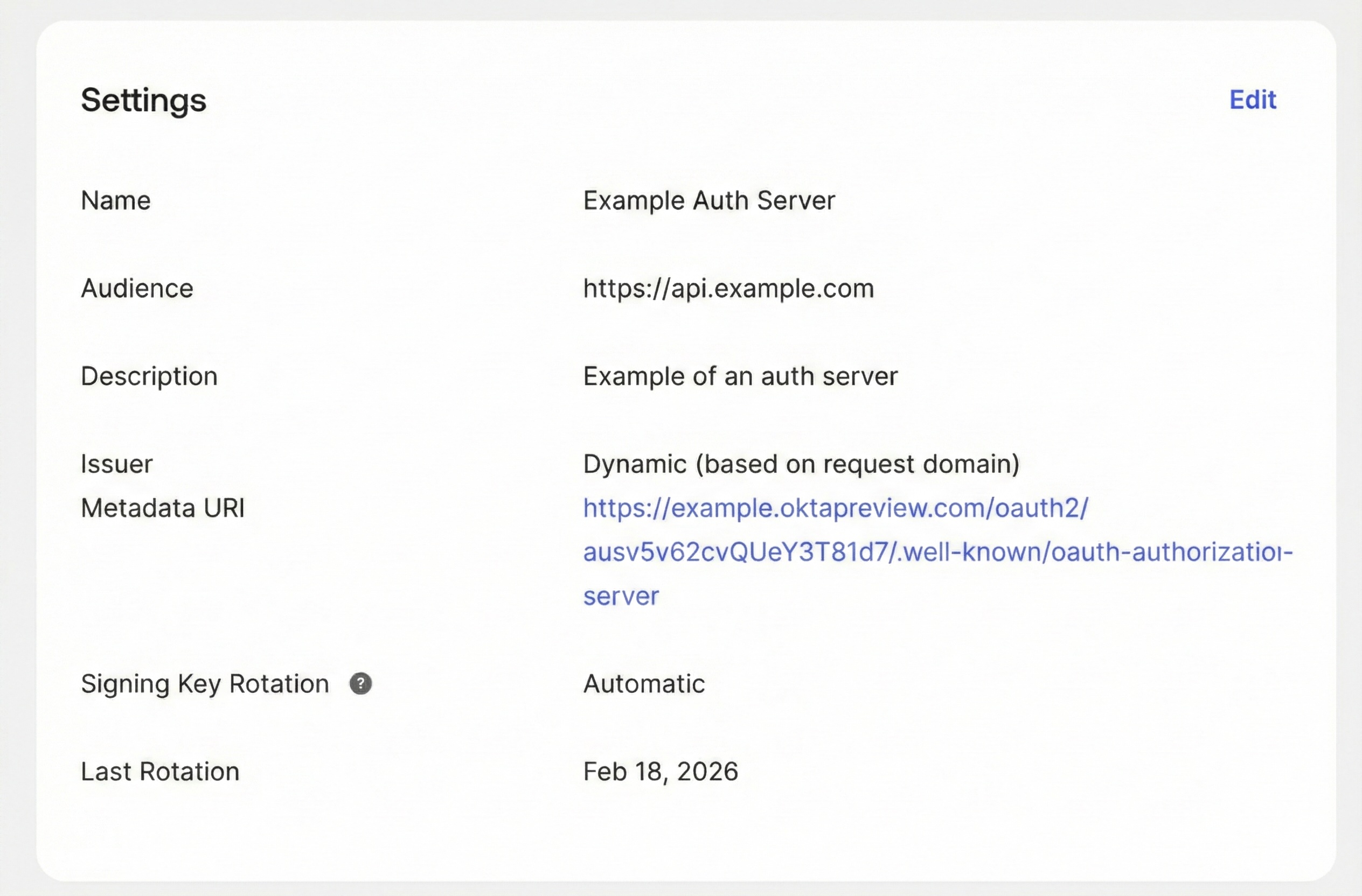 Authorization Server Settings