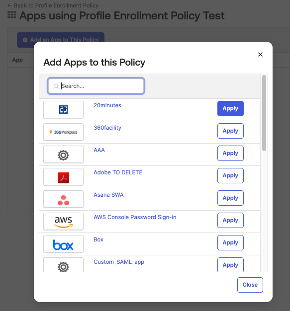 Select the desired applications