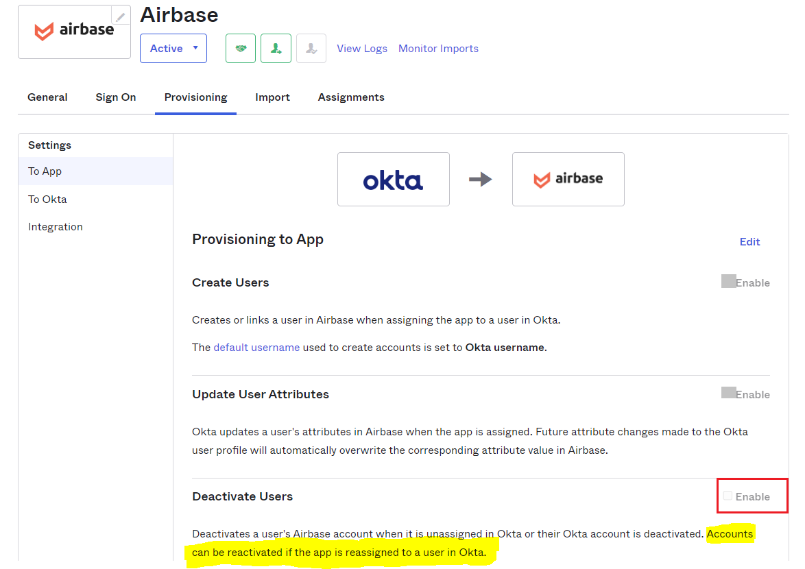 Provisioning  to App