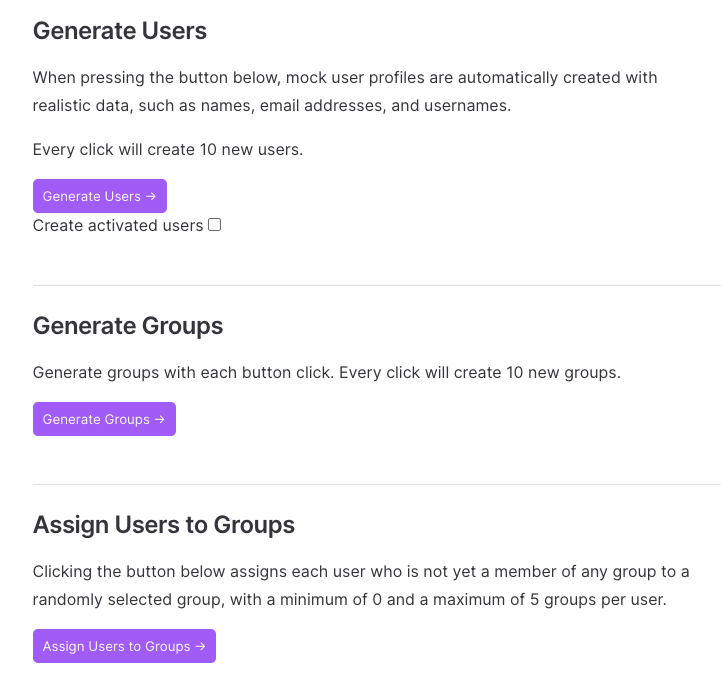 Data Generator options