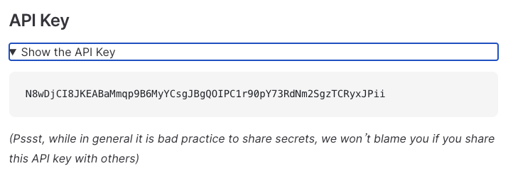 Show the API Key in SCIM Playground