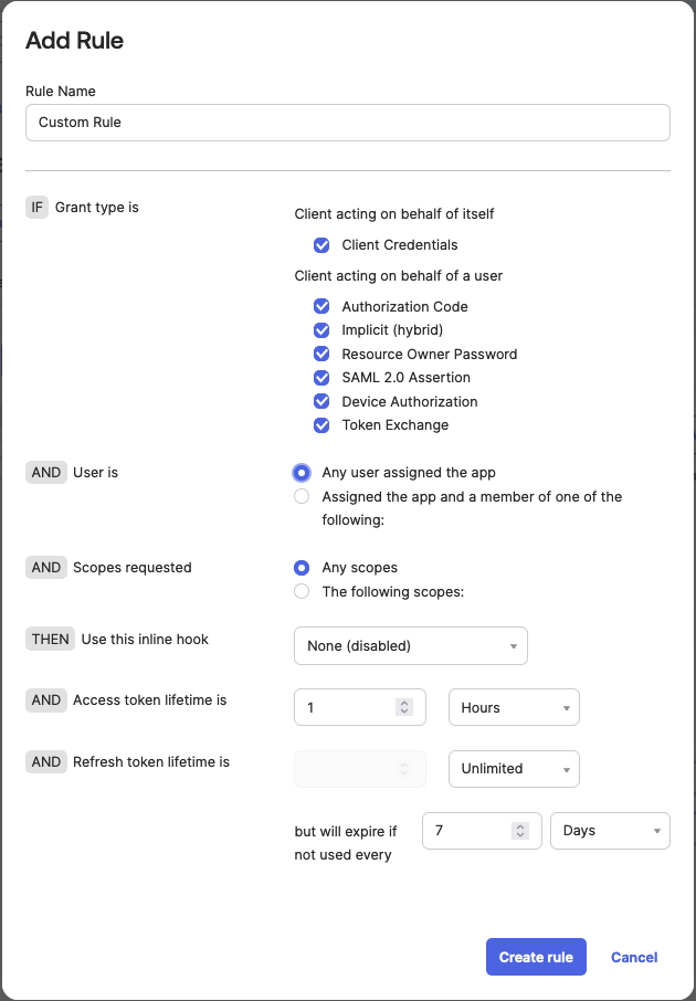 Custom Authorization Server - Access Rule
