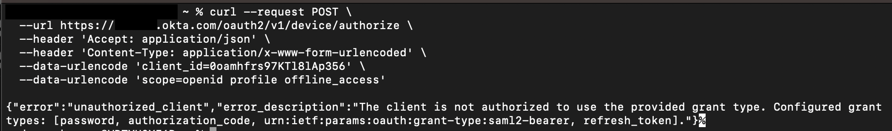 Device Authorization grant type