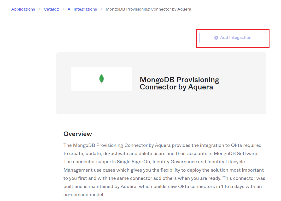 MongoDB Provisioning Connector by Aquera